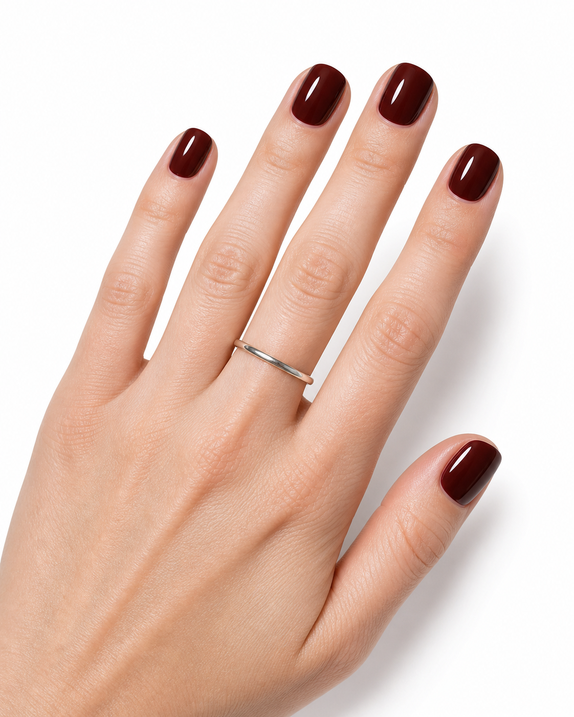 Bordeaux Velvet nails close-up detail